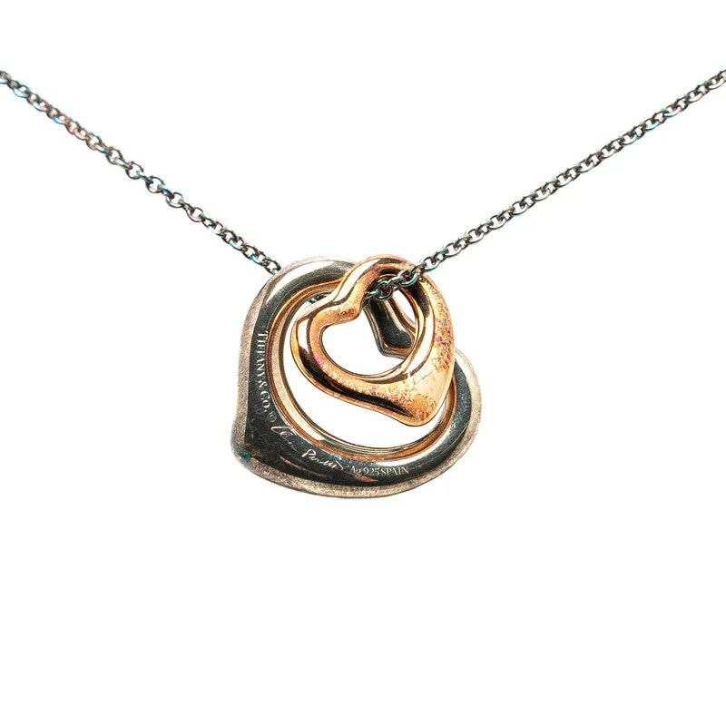 Tiered chain necklaces-Tiffany & Co Double Open Heart Necklace Silver Gold