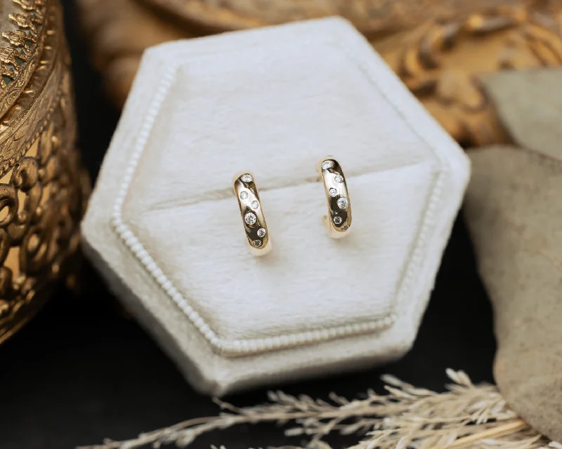 Shiny druzy earrings-1/10 CTW NATURAL DIAMOND HUGGIE EARRINGS