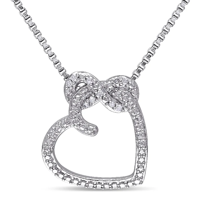 Radiant pearl necklaces-Mimi & Max Diamond Heart Infinity Pendant with Chain in Sterling Silver