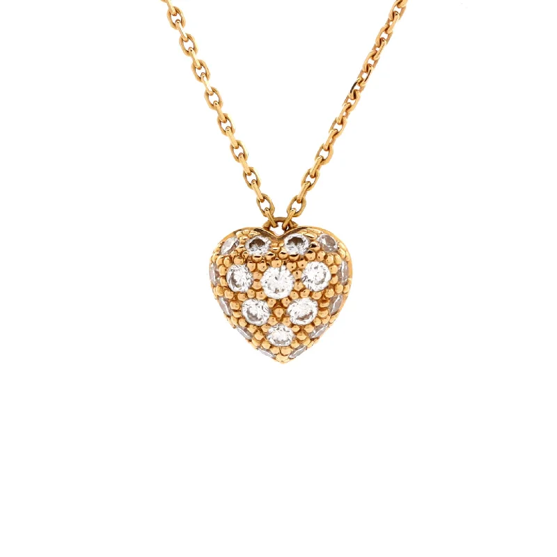 Multi-chain necklaces-Heart Pendant Necklace 18K Rose Gold and Diamonds