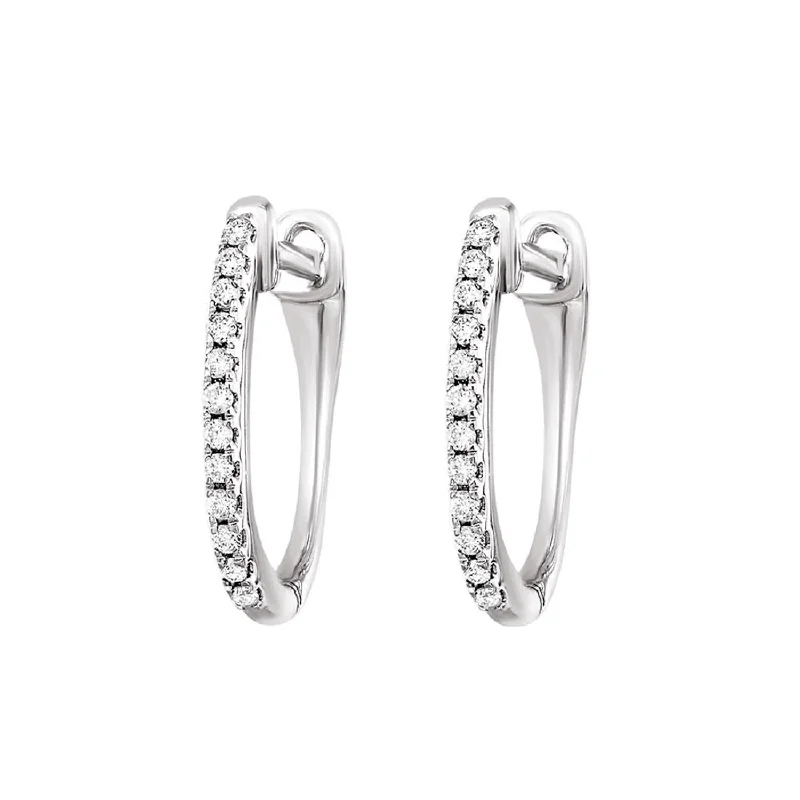 Wide tier earrings-10K White Gold 0.10cttw SI H-I Diamond Huggie Earrings