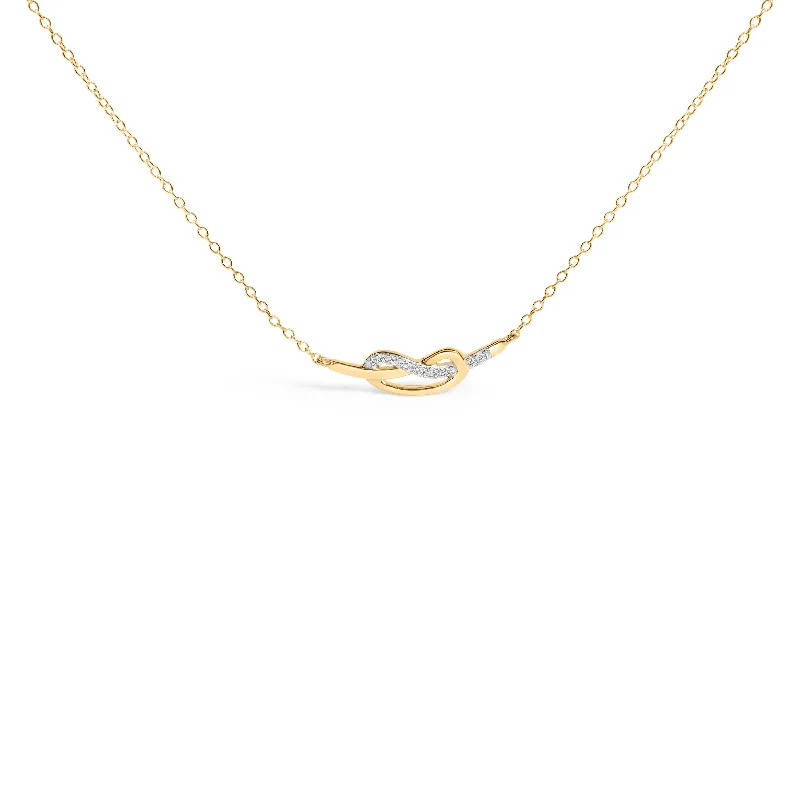 Clear gem necklaces-14K Yellow Gold Plated .925 Sterling Silver Diamond Accent Infinity Ribbon Pendant Necklace