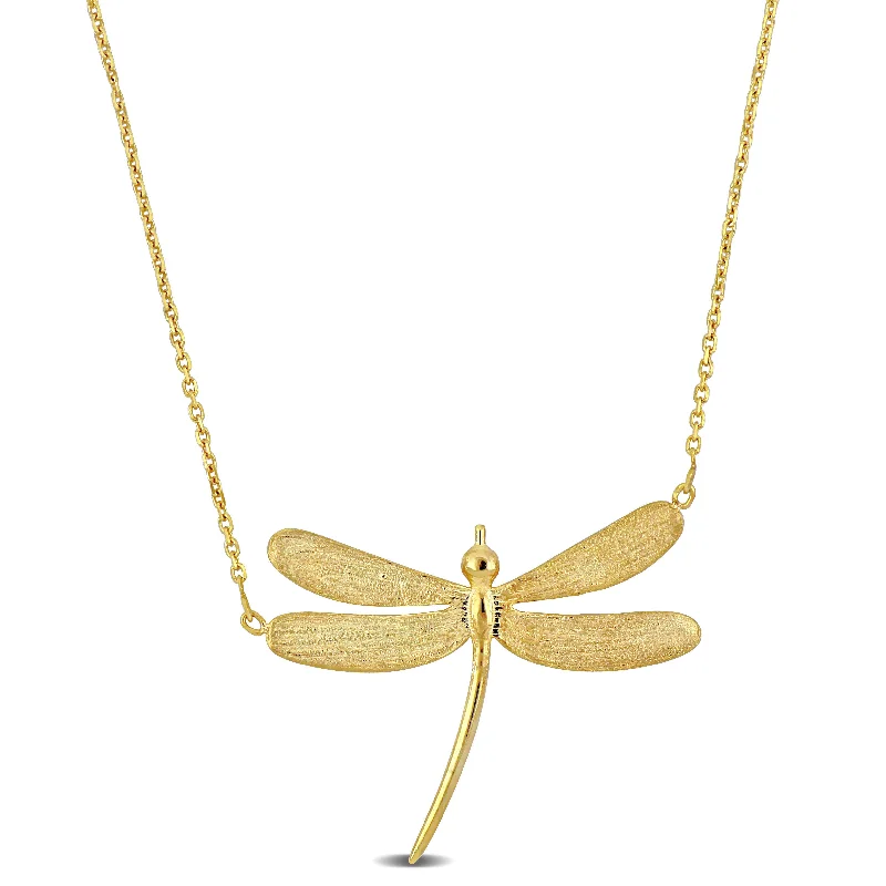 Onyx healing necklaces-Mimi & Max Dragonfly Necklace in 14k Yellow Gold - 17+1 in