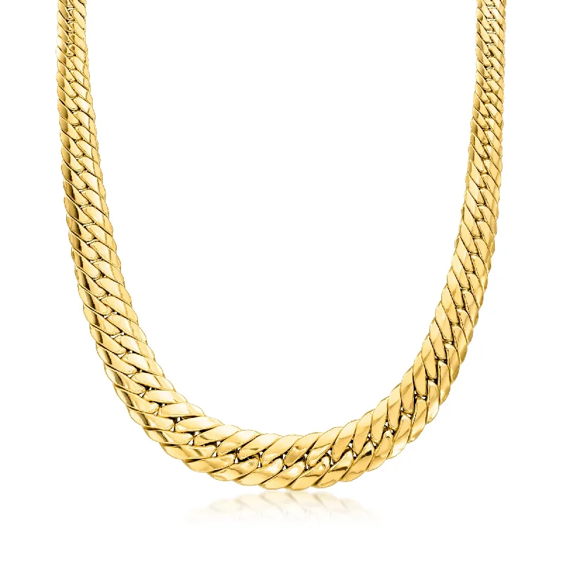 Ripple wave necklaces-Ross-Simons Italian 18kt Yellow Gold Graduated Cuban-Link Necklace