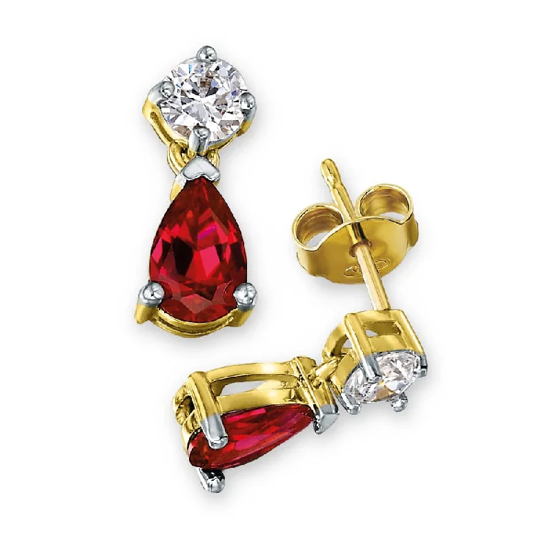 Flow shape earrings-Tru-Ruby Teardrop Earrings