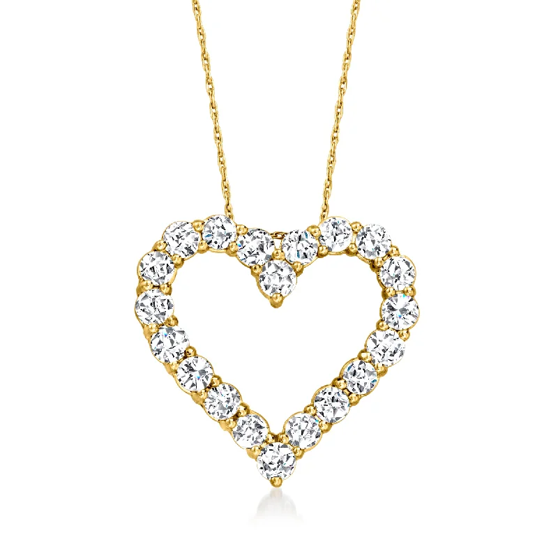 Graceful design necklaces-Ross-Simons Diamond Heart Pendant Necklace in 14kt Yellow Gold