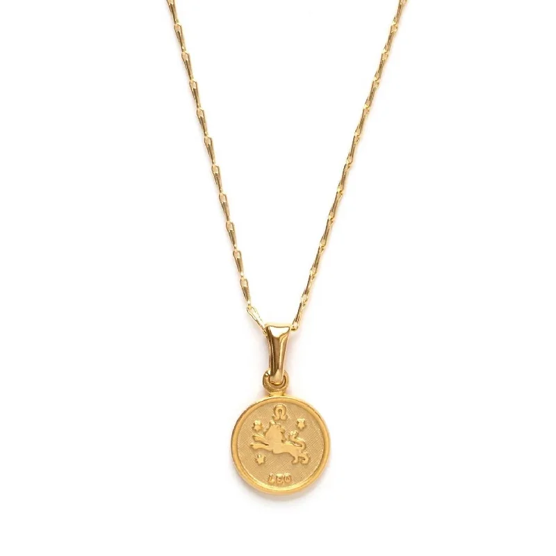 Multi-chain necklaces-Women's Zodiac Medallion Charm Necklace In Leo