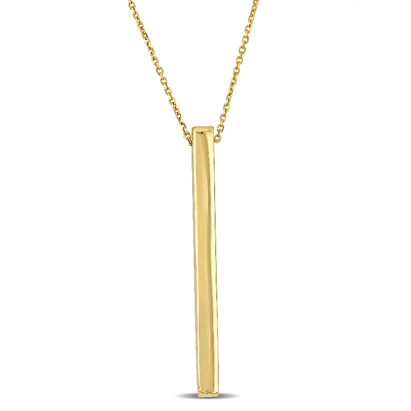 Emerald necklaces-Mimi & Max Vertical Bar Necklace in 14k Yellow Gold - 16.5 in