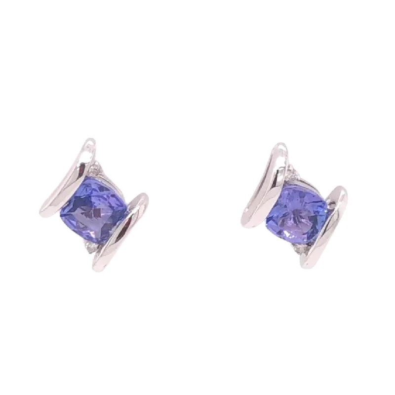 Baroque pearl earrings-Tanzanite Stud Earrings