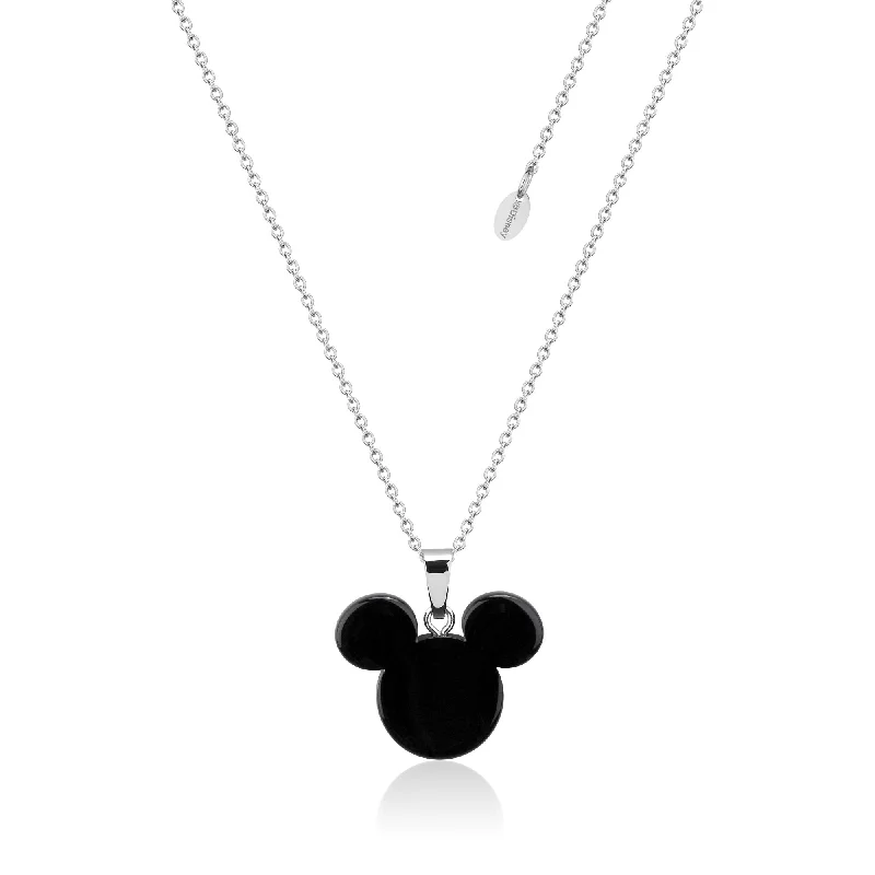 High bar necklaces-DISNEY Stainless Steel 47cm Mickey Mouse Black Necklace