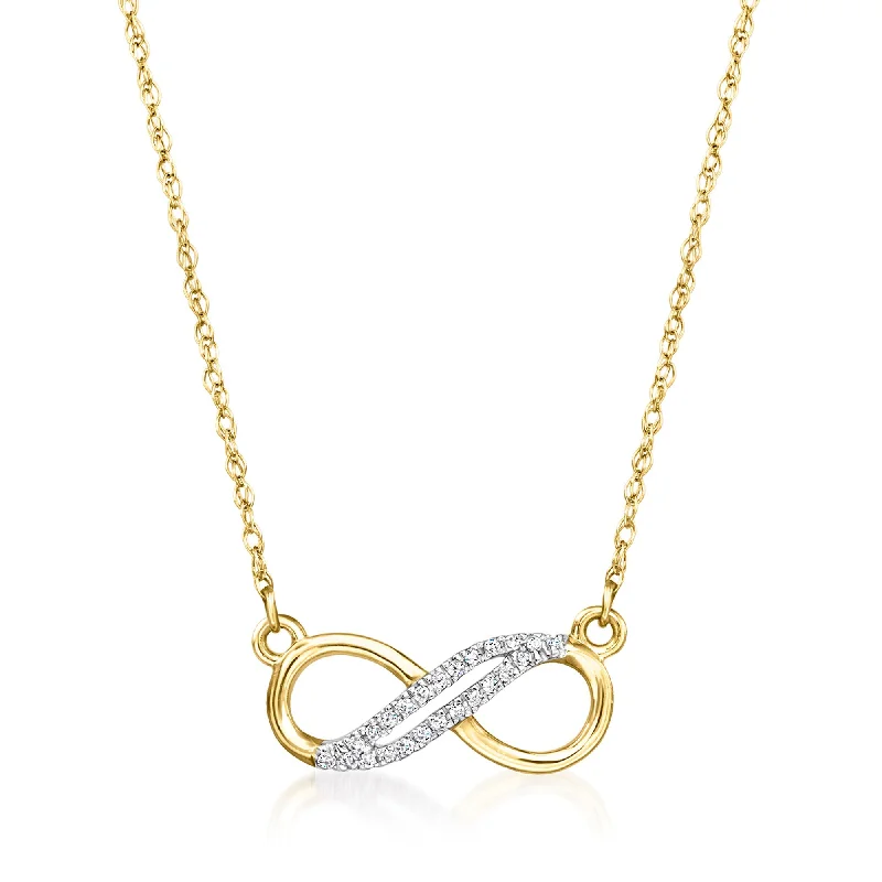 Onyx healing necklaces-Ross-Simons Diamond Infinity Necklace in 14kt Yellow Gold