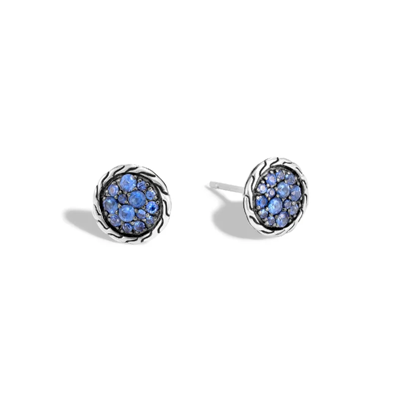 Turquoise earrings-Sterling Silver Blue Sapphire Stud Earrings by John Hardy