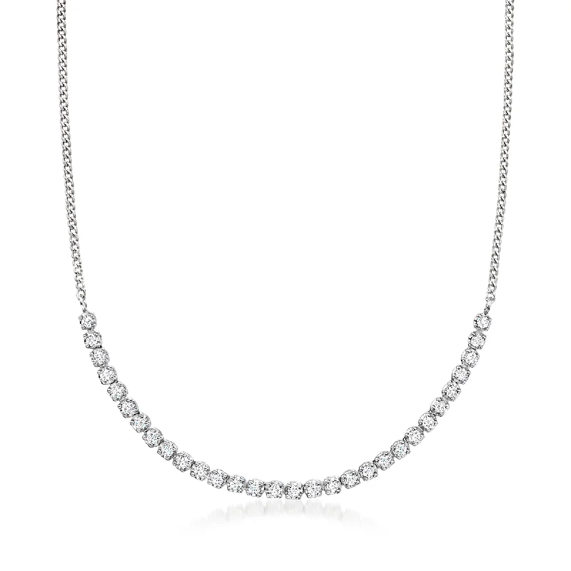 Celestial star necklaces-RS Pure by Ross-Simons Diamond Half-Tennis Necklace in Sterling Silver