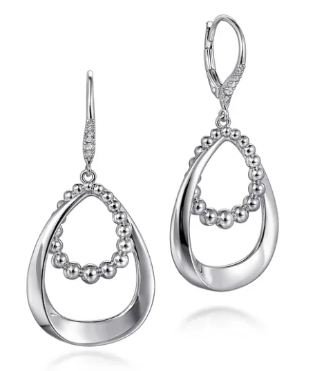 Small dot earrings-Sterling Silver 0.12cttw White Sapphire Bujukan Drop Earrings by Gabriel