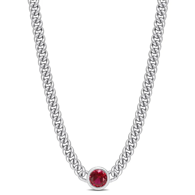 Reef knot necklaces-Mimi & Max 1 5/8 CT TGW Created Ruby Necklace in Sterling Silver