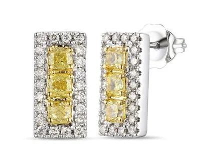 Light bead earrings-14K Two Tone Gold 0.91cttw Fancy Light Yellow & Nude Diamond Earrings by LeVian