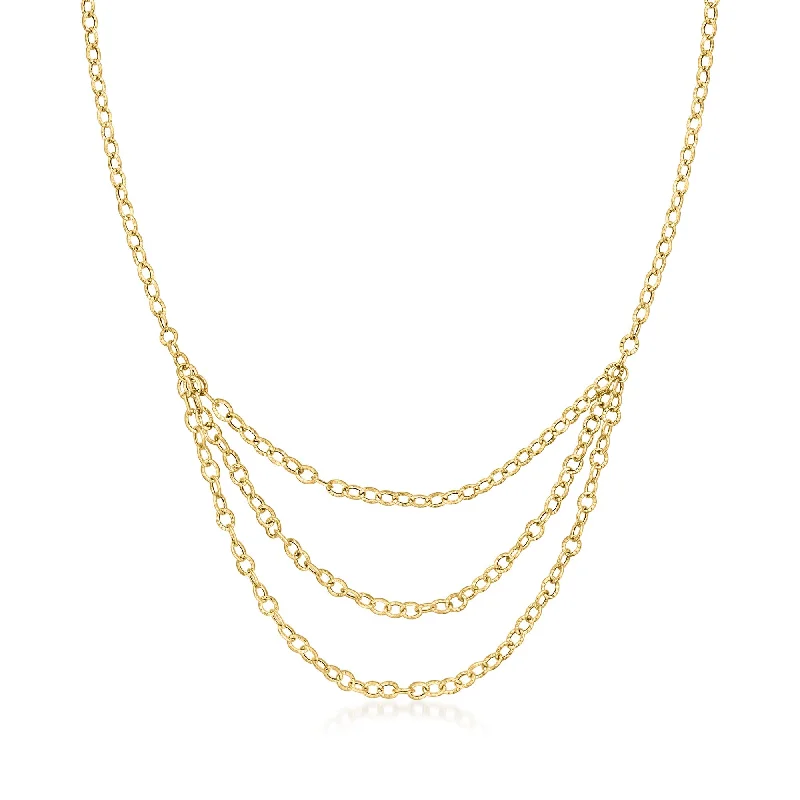 Fine choker necklaces-Ross-Simons Italian 14kt Yellow Gold Cable-Chain Layered Necklace