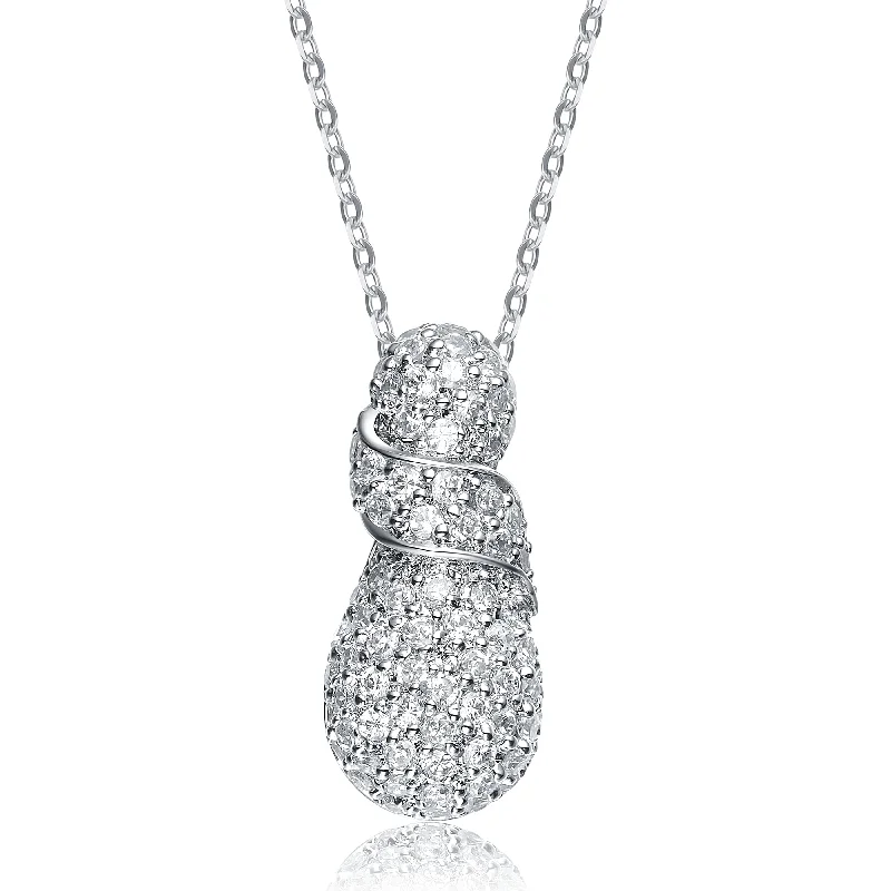 Round pendant necklaces-Sterling Silver White Cubic Zirconia Pendant