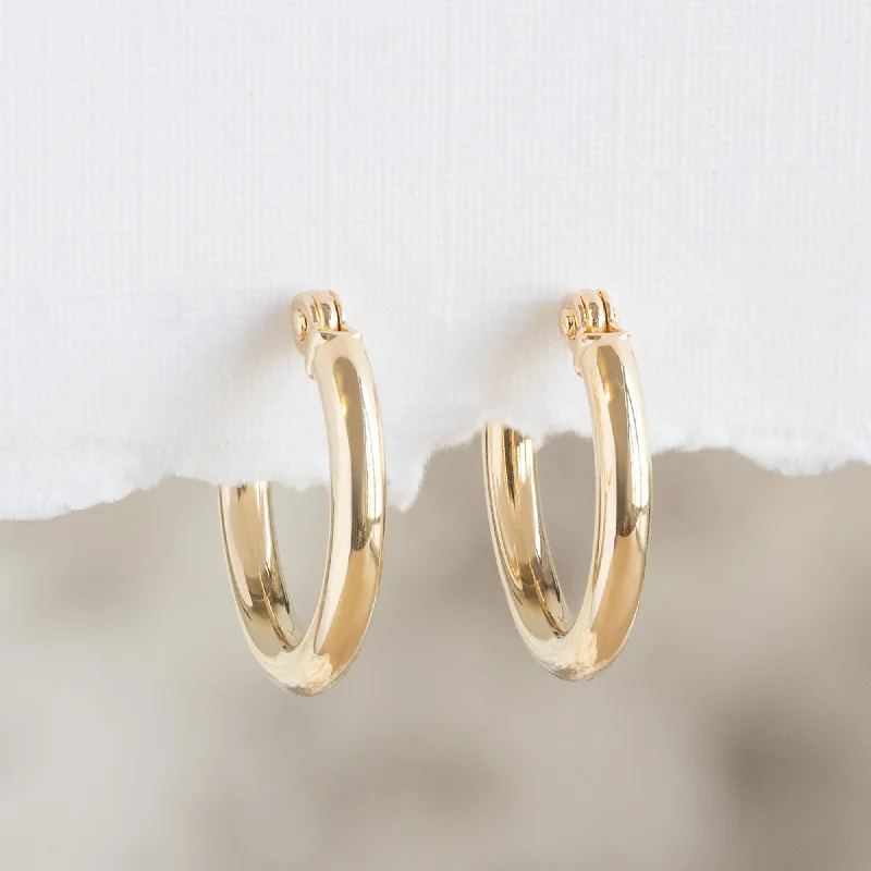 Full moon earrings-The Charm Hoop Earrings | 14K Yellow Gold