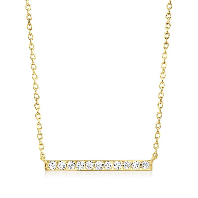 Firm clasp necklaces-Ross-Simons Diamond Bar Necklace in 14kt Yellow Gold