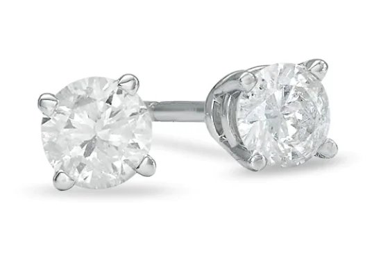 Clear gem earrings-Estate 14K White Gold 0.38cttw I2 IJ Diamond Stud Earrings