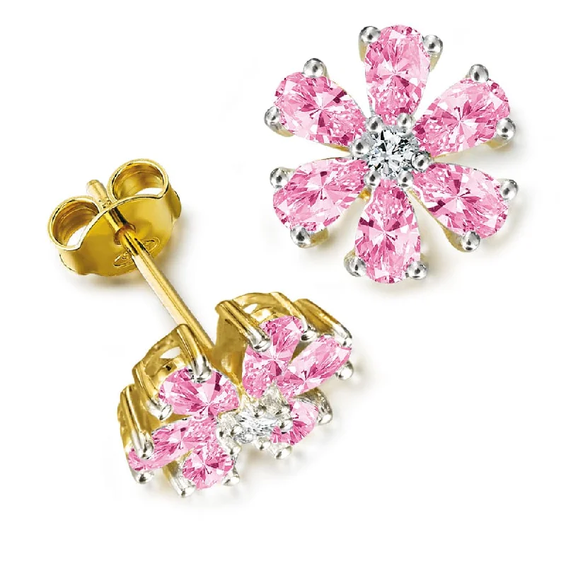 Wide tier earrings-Pink Forget-Me-Not Earrings