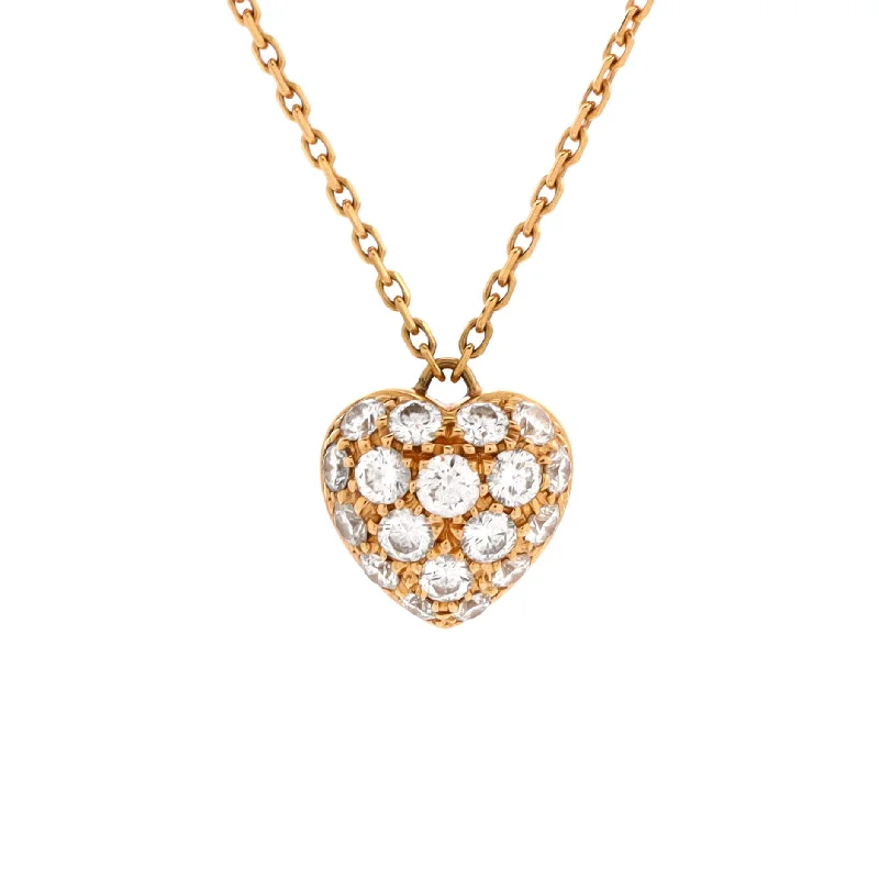 Ruby drop necklaces-Heart Pendant Necklace 18K Rose Gold with Pave Diamonds Small