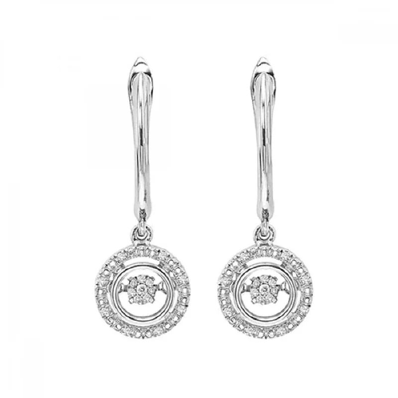 Fine drop earrings-Sterling Silver and Diamond Earrings