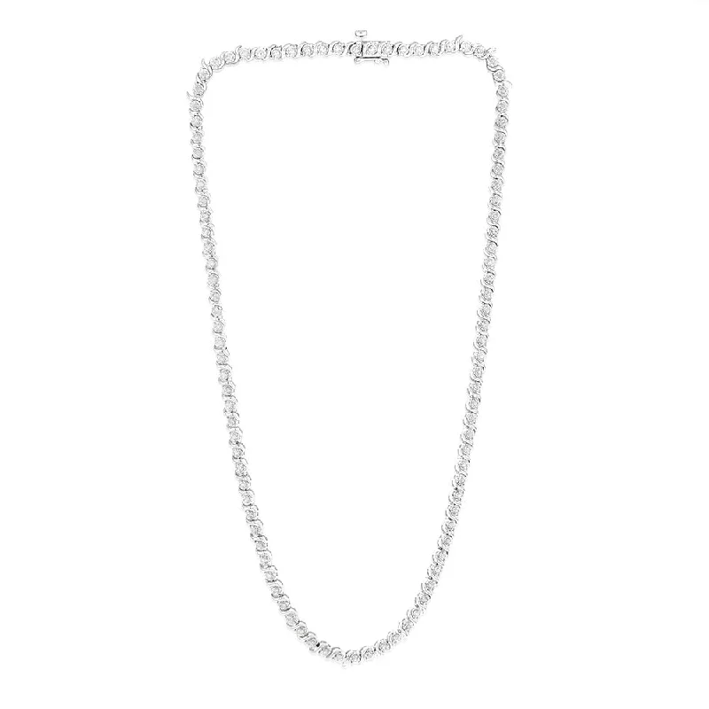 High gloss necklaces-Sterling Silver 0.95 Carat Diamond 41cm Necklace with 86 Round Brilliant Cut Diamonds