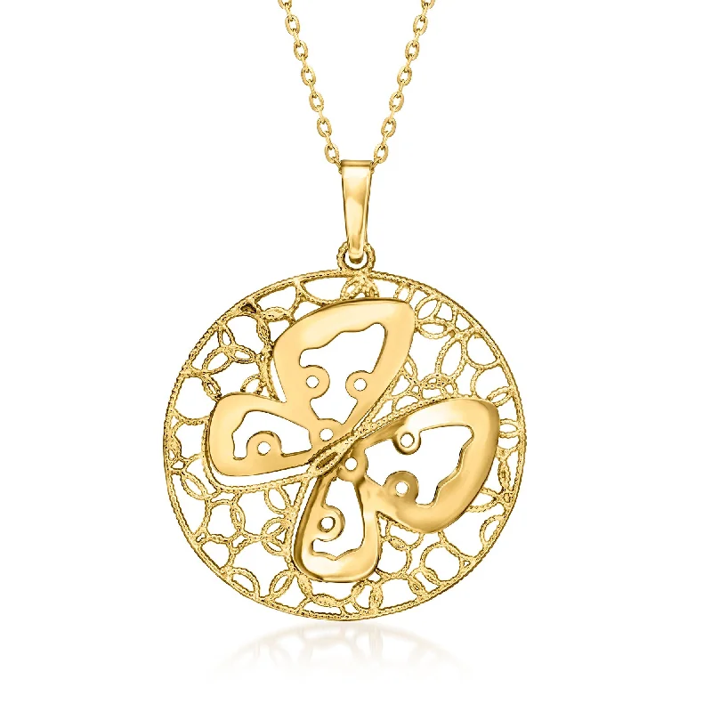 Radiant pearl necklaces-Ross-Simons 14kt Yellow Gold Openwork Butterfly Pendant Necklace