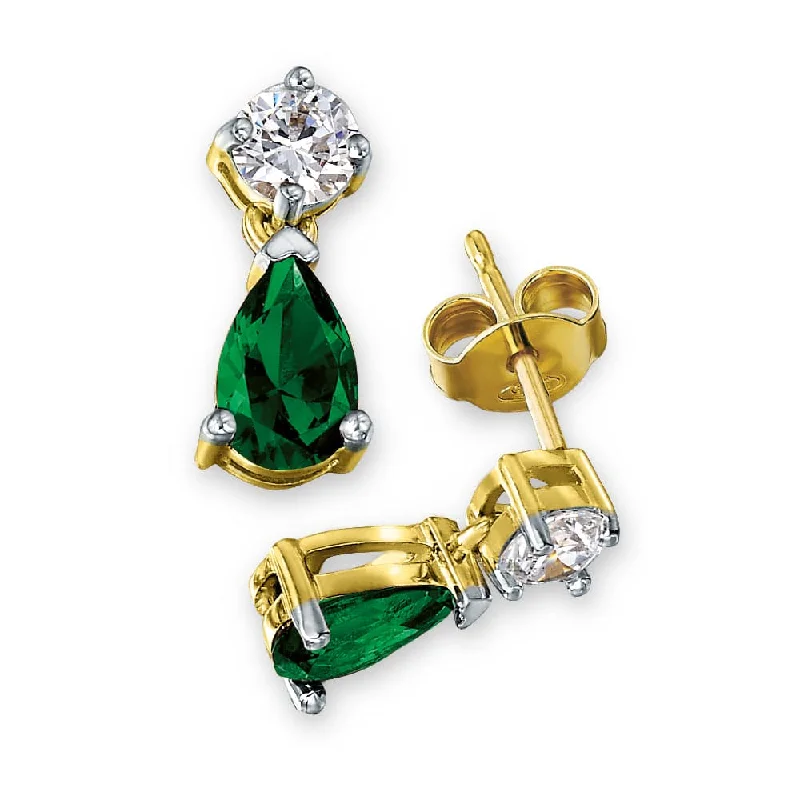 Lily motif earrings-Tru-Emerald Teardrop Earrings