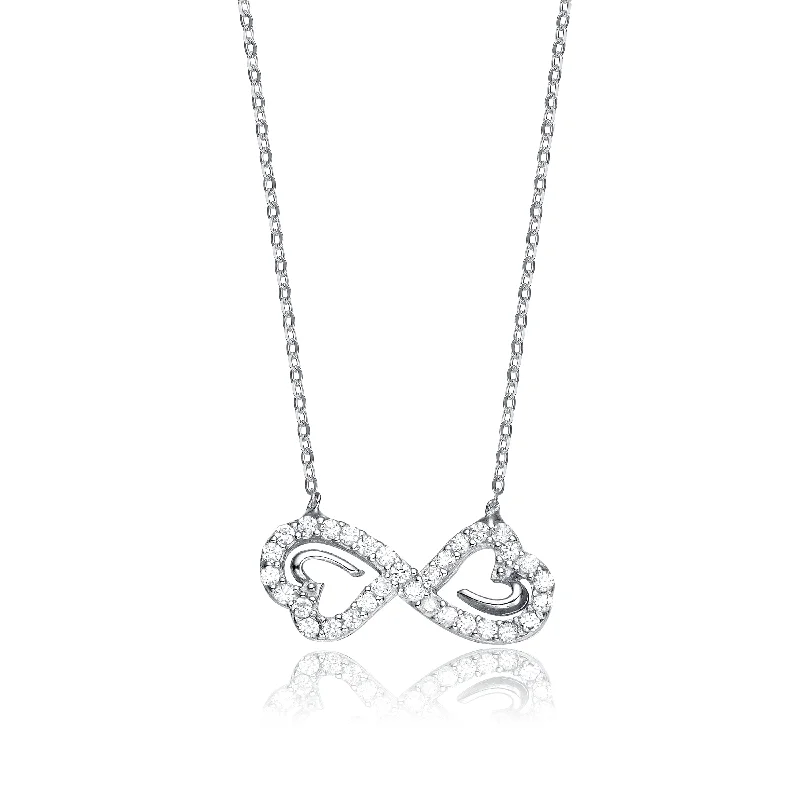 Mist glass necklaces-GENEVIVE Sterling Silver Cubic Zirconia Halo Infinity Neckalce