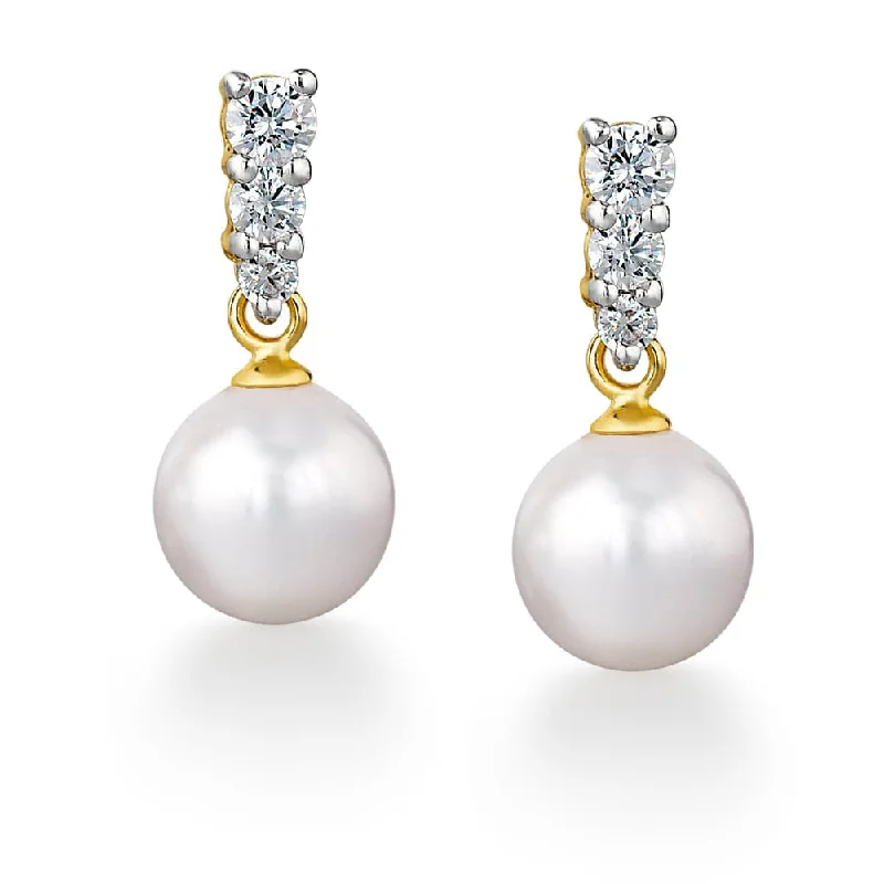 Subtle drop earrings-Trilogy Pearl Earrings