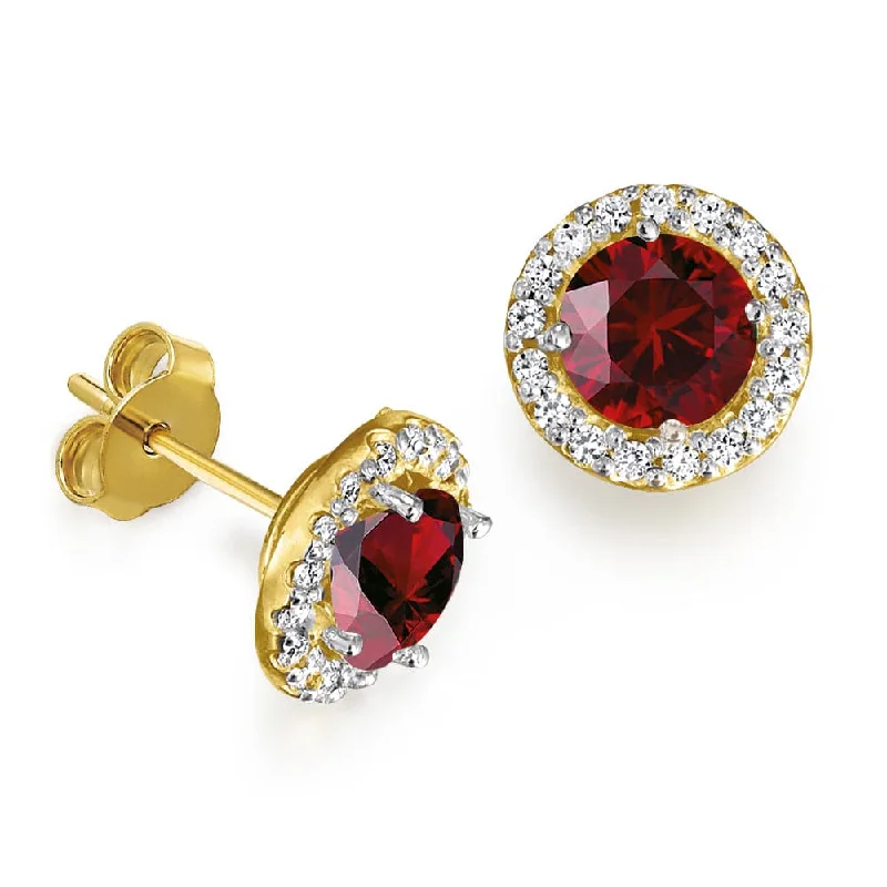 Fine drop earrings-Tru-Ruby Posh Halo Earrings