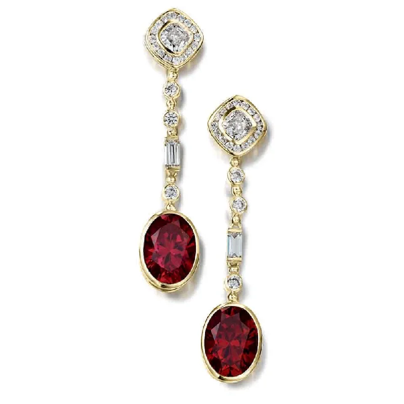 Tiny triangle earrings-Decadent Drop Tru-Ruby Earrings