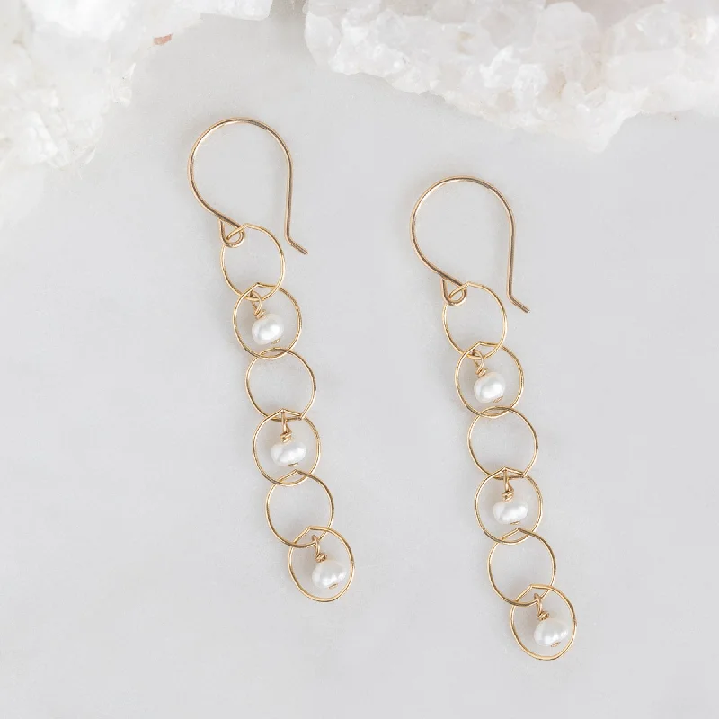 Woven cord earrings-The Pearl Party Drop Earrings | Gold Filled