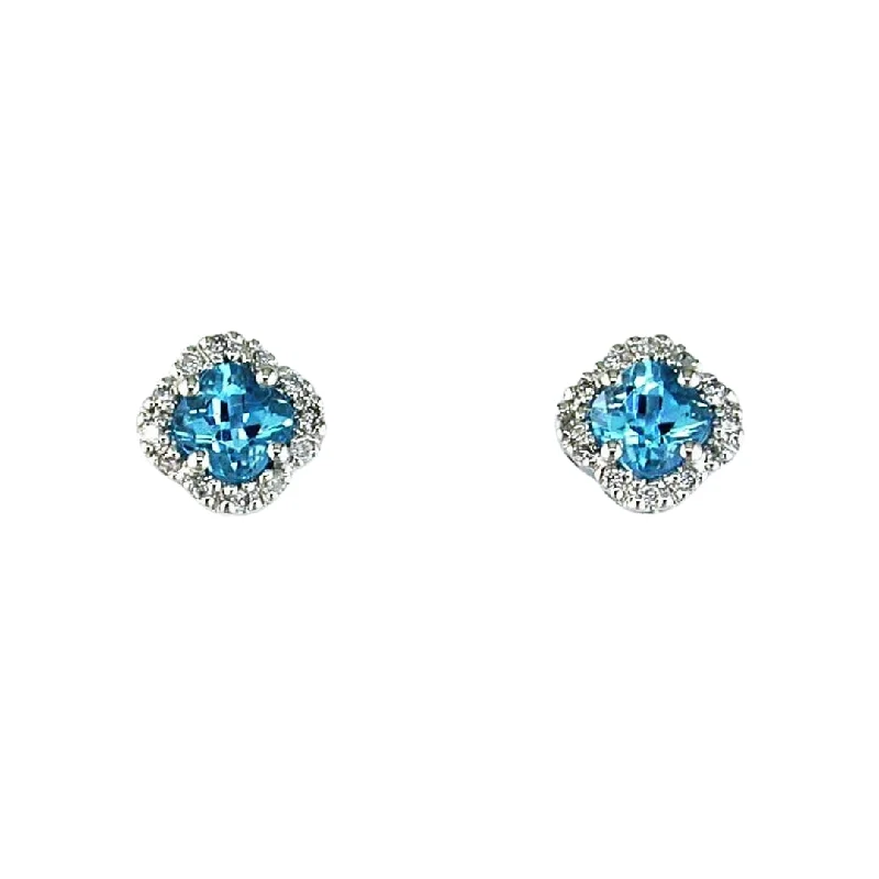 Full moon earrings-14K White Gold 0.95cttw Blue Topaz & 0.10cttw H/I SI Diamond Earrings