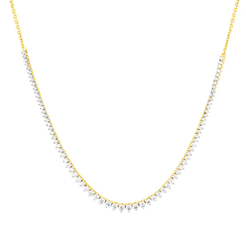 Gothic style necklaces-Luminesce Lab Grown 10ct Yellow Gold Tennis Necklace in 3Carat Diamond