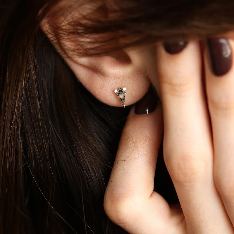 Thick hoop earrings-Kite Moss Agate Earrings