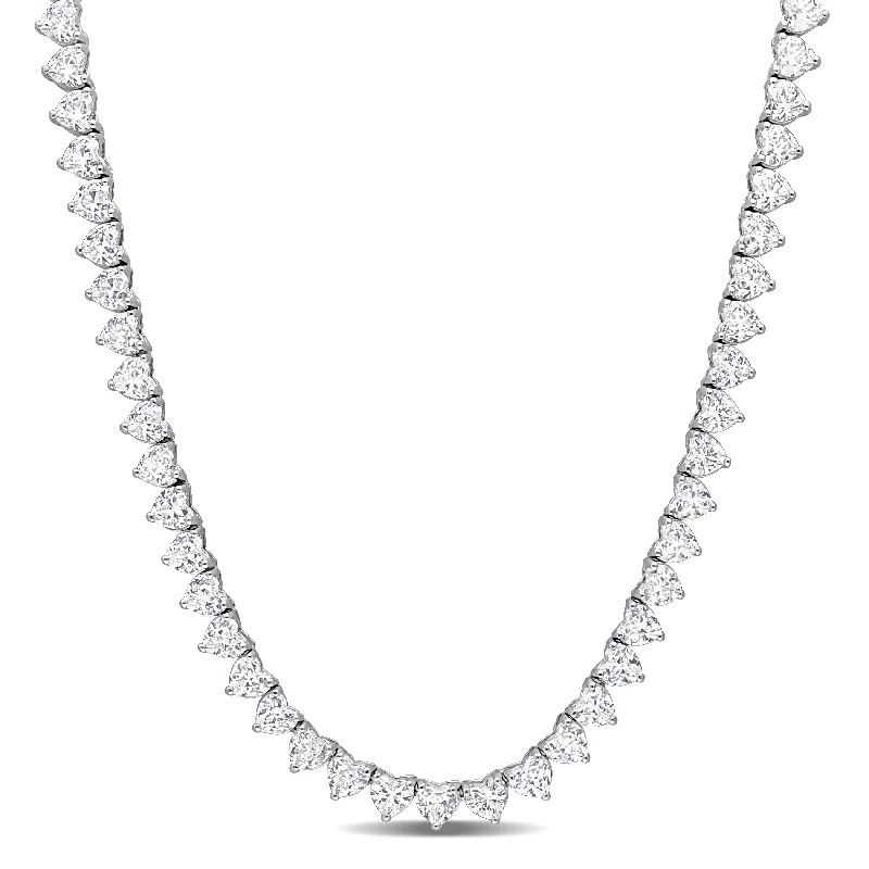 Multi-chain necklaces-31 1/2 CT TGW Created White Sapphire  Tennis Necklace in Sterling Silver