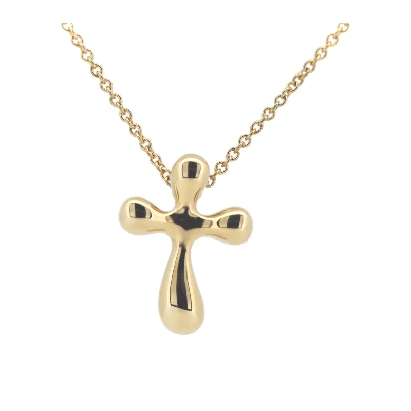 Light bead necklaces-Tiffany & Co Elsa Peretti Small Cross Necklace K18 Yellow Gold