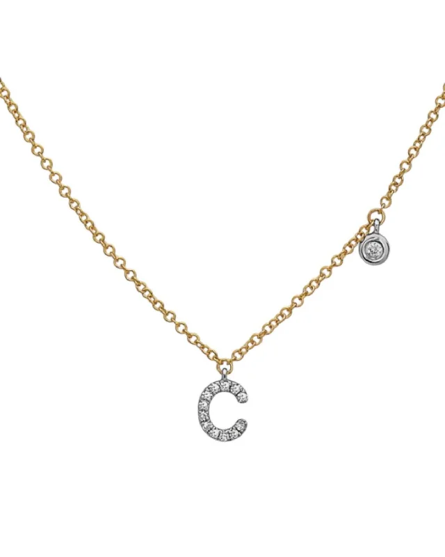 Fine-line necklaces-Women's "c" Pendant Necklace In Gold