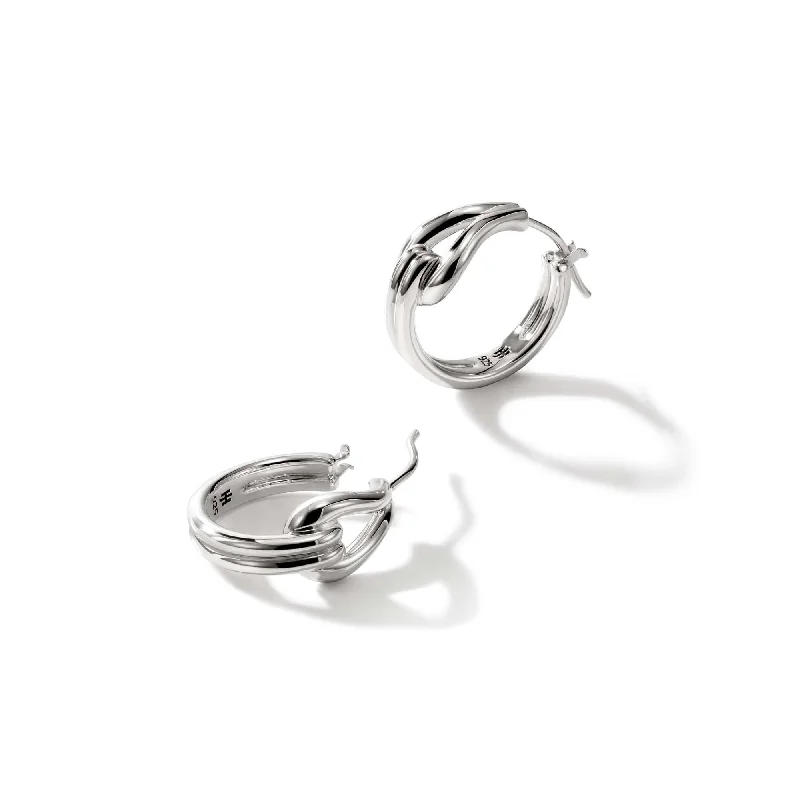 Light enamel earrings-Surf Sterling Silver Small Hoop Earrings by John Hardy