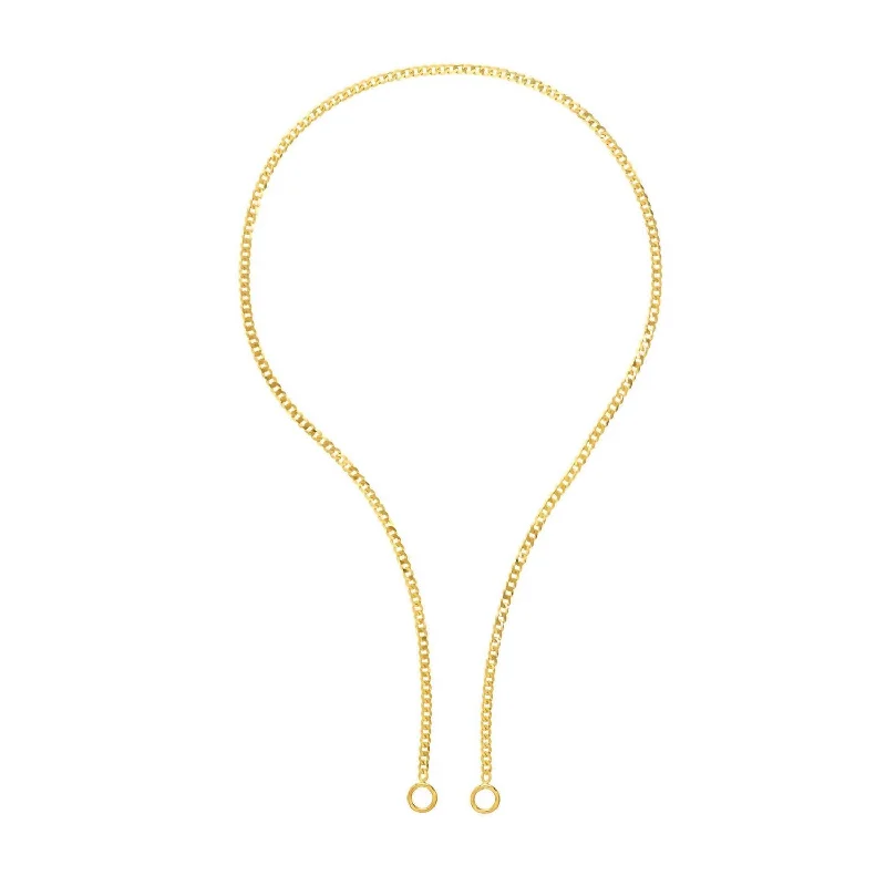 Curved gem necklaces-2.7Mm Curb Split Chain In Yellow Gold