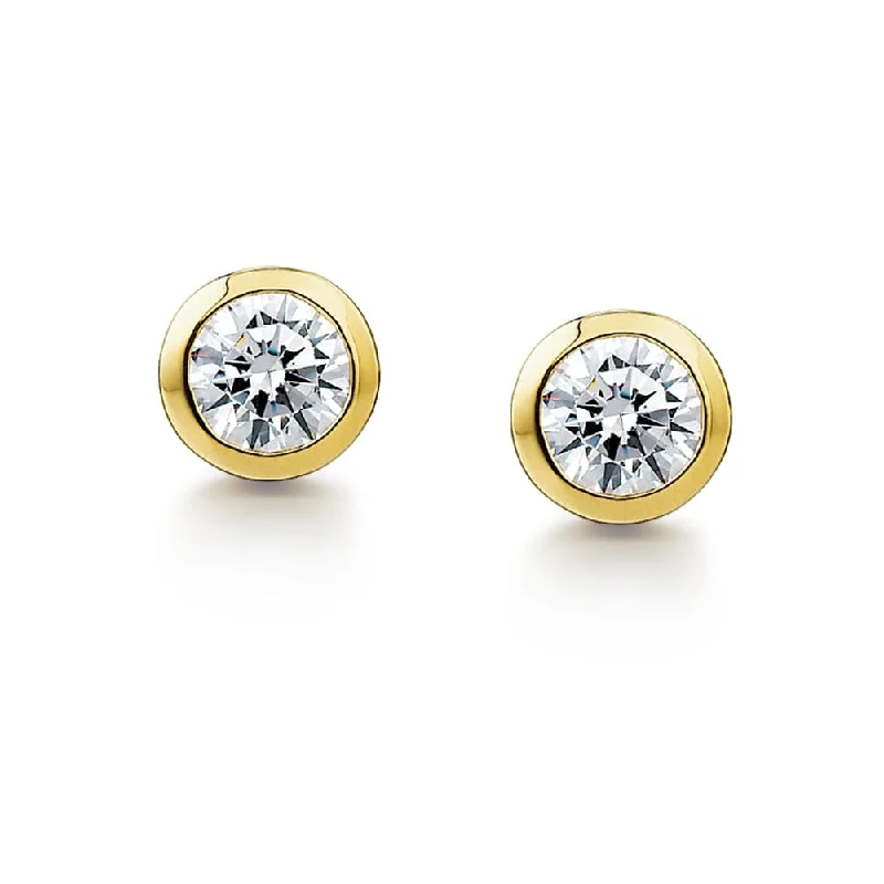 Light drop earrings-Surrounded Solitaire Earrings