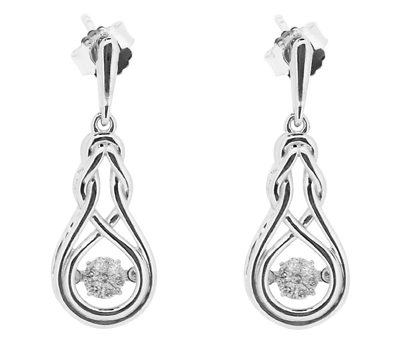 Tiny star earrings-Sterling Silver and Diamond Rhythm of Love Knot Earrings