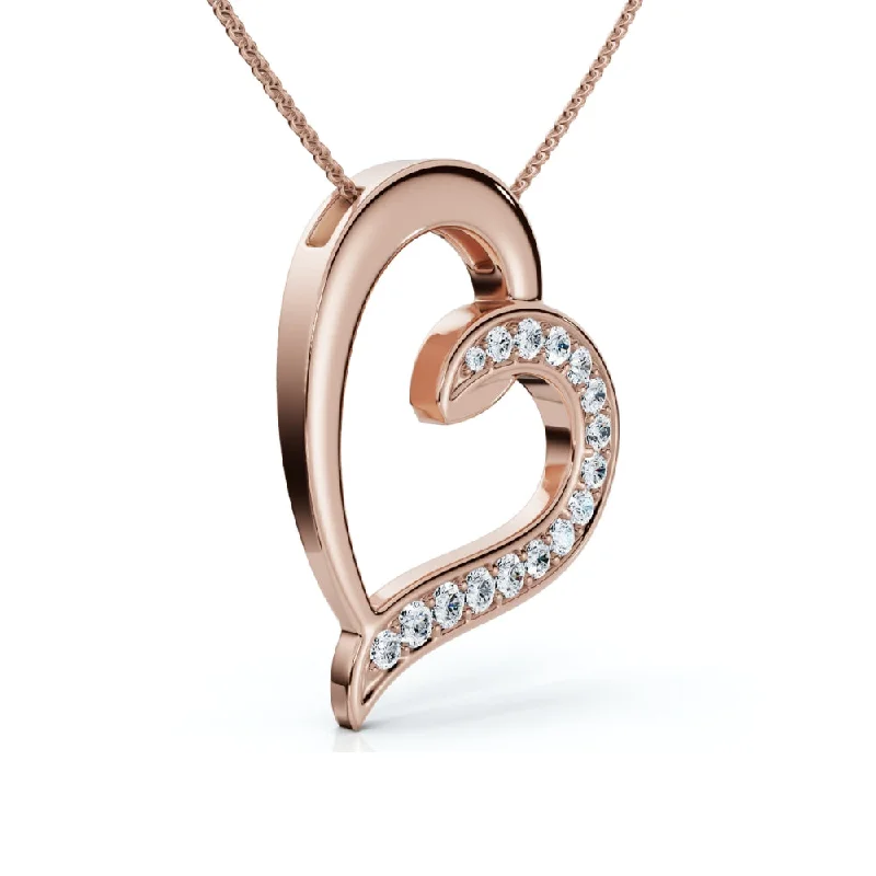 Forged initial necklaces-1/2ct Diamond Heart Pendant Gold 18" Necklace Lab Grown