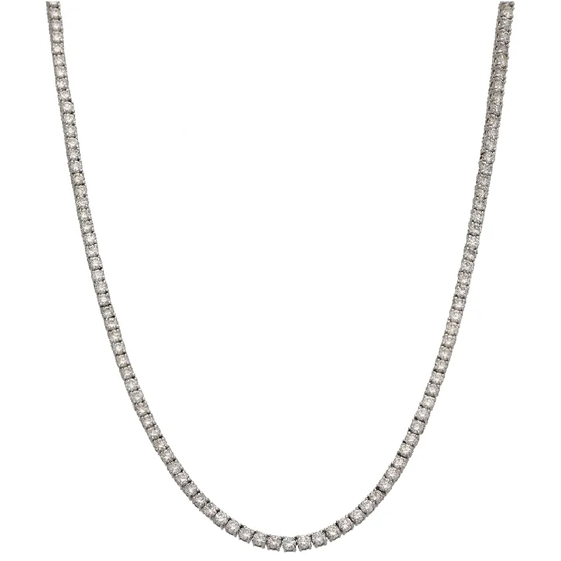 Stone weave necklaces-9ct White Gold 10.00ct Diamond Fancy Necklace 18"