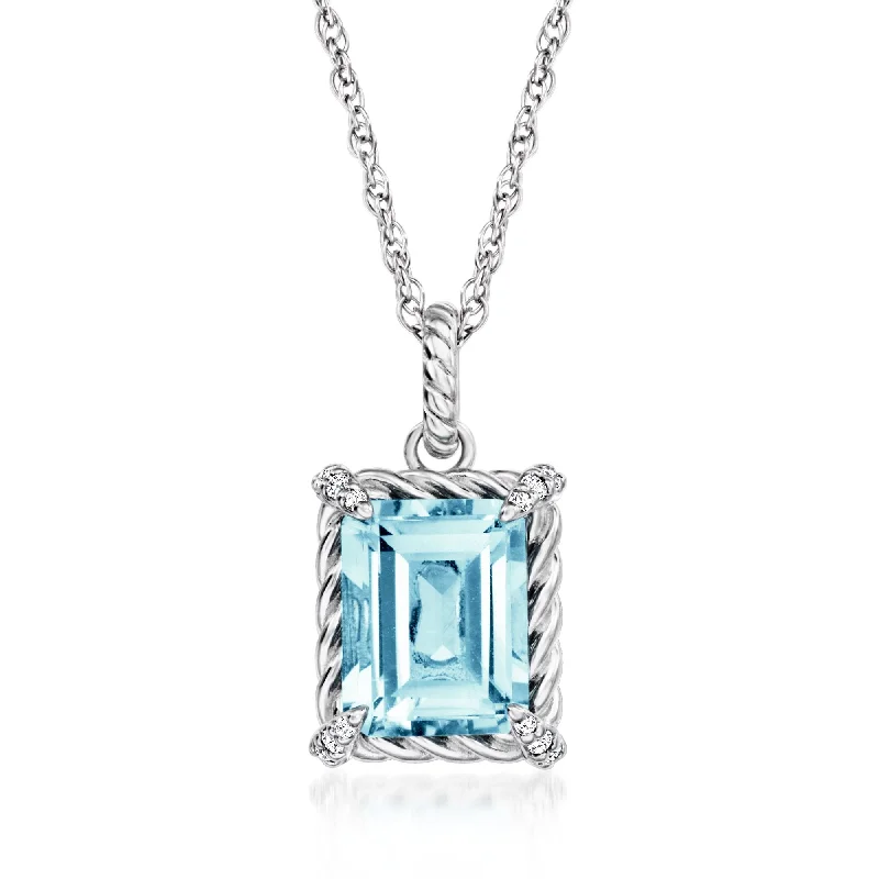 Reef knot necklaces-Ross-Simons Sky Blue Topaz Pendant Necklace With White Topaz in Sterling Silver