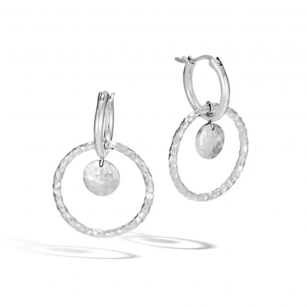 Light drop earrings-Essentials Dot Hammered Silver Interlink Drop Earrings by John Hardy